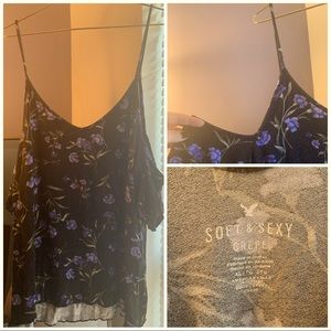 AmericanEagle Soft & Sexy Cold Shoulder Floral Top